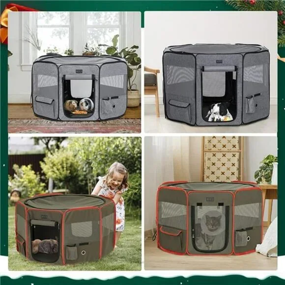 Playpen for for Large Dogs, with Water Bottle Holder, 41.5 Dia x 28.5H
